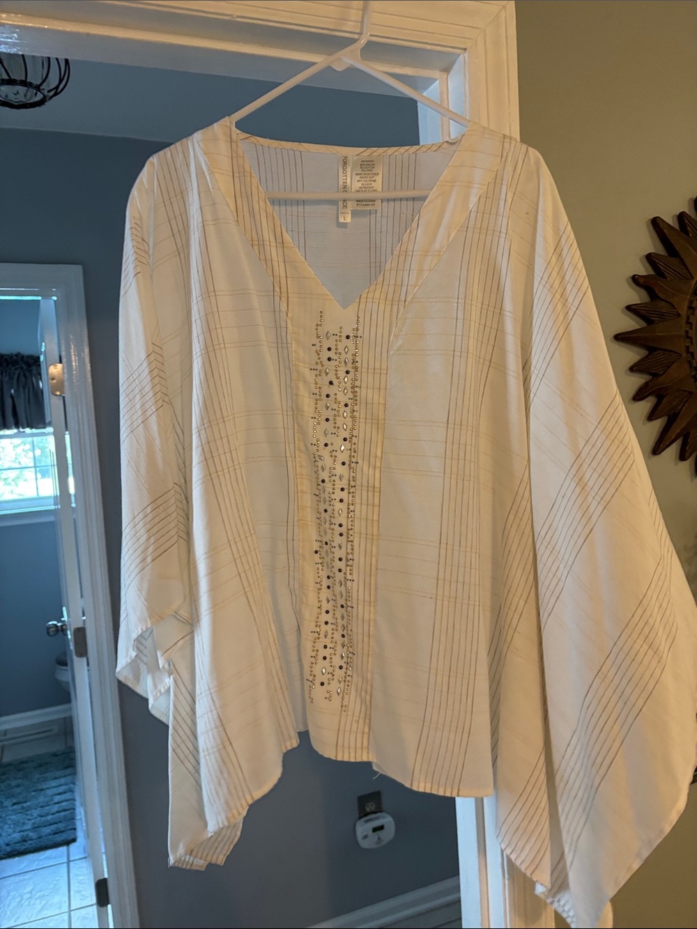 Ivory Embellished Boho Peasant Blouse